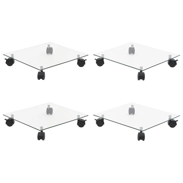 Pflanzenroller 4 Stk. 35x35 cm Hartglas Quadratisch