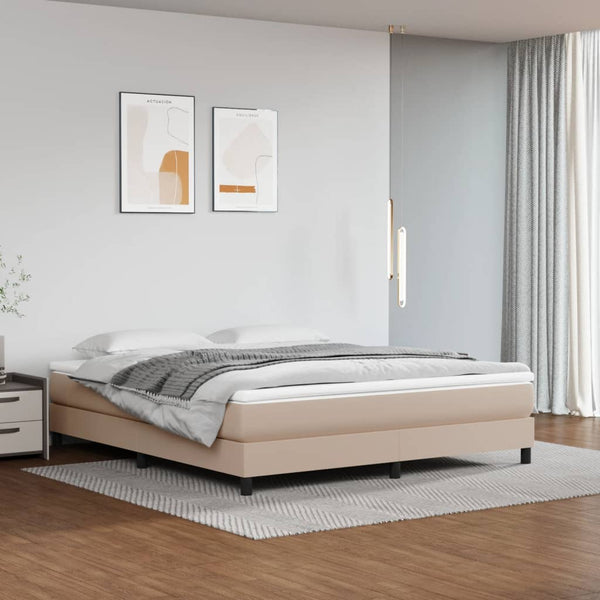 vidaXL Box Spring Bed Mattress Cappuccino Brown 180x200 cm Faux Leather