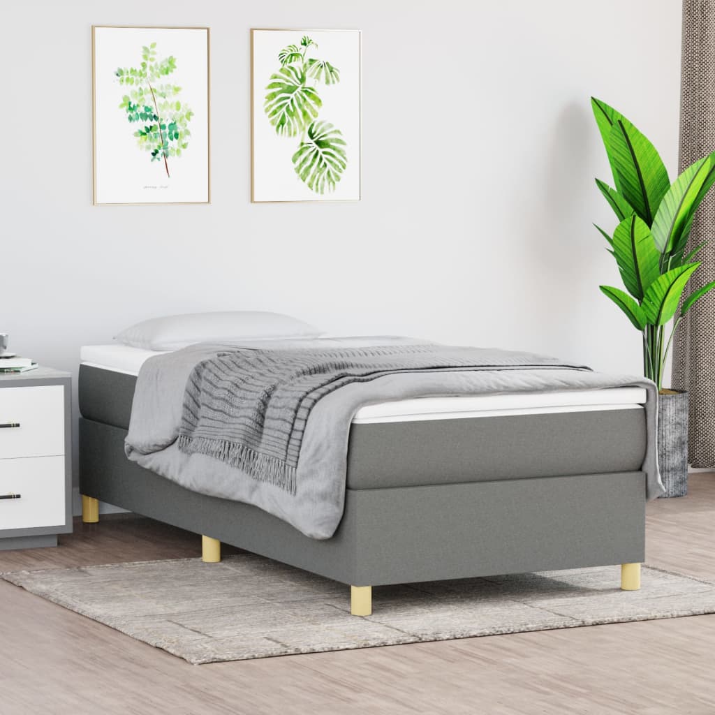 vidaXL Box Spring Bed with Mattress Dark Grey 80x200 cm Fabric