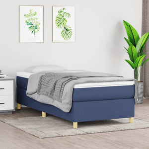 vidaXL Box Spring Bed with Mattress Blue 80x200 cm Fabric