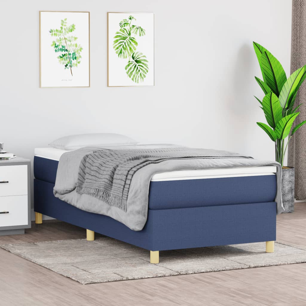 vidaXL Box Spring Bed with Mattress Blue 80x200 cm Fabric