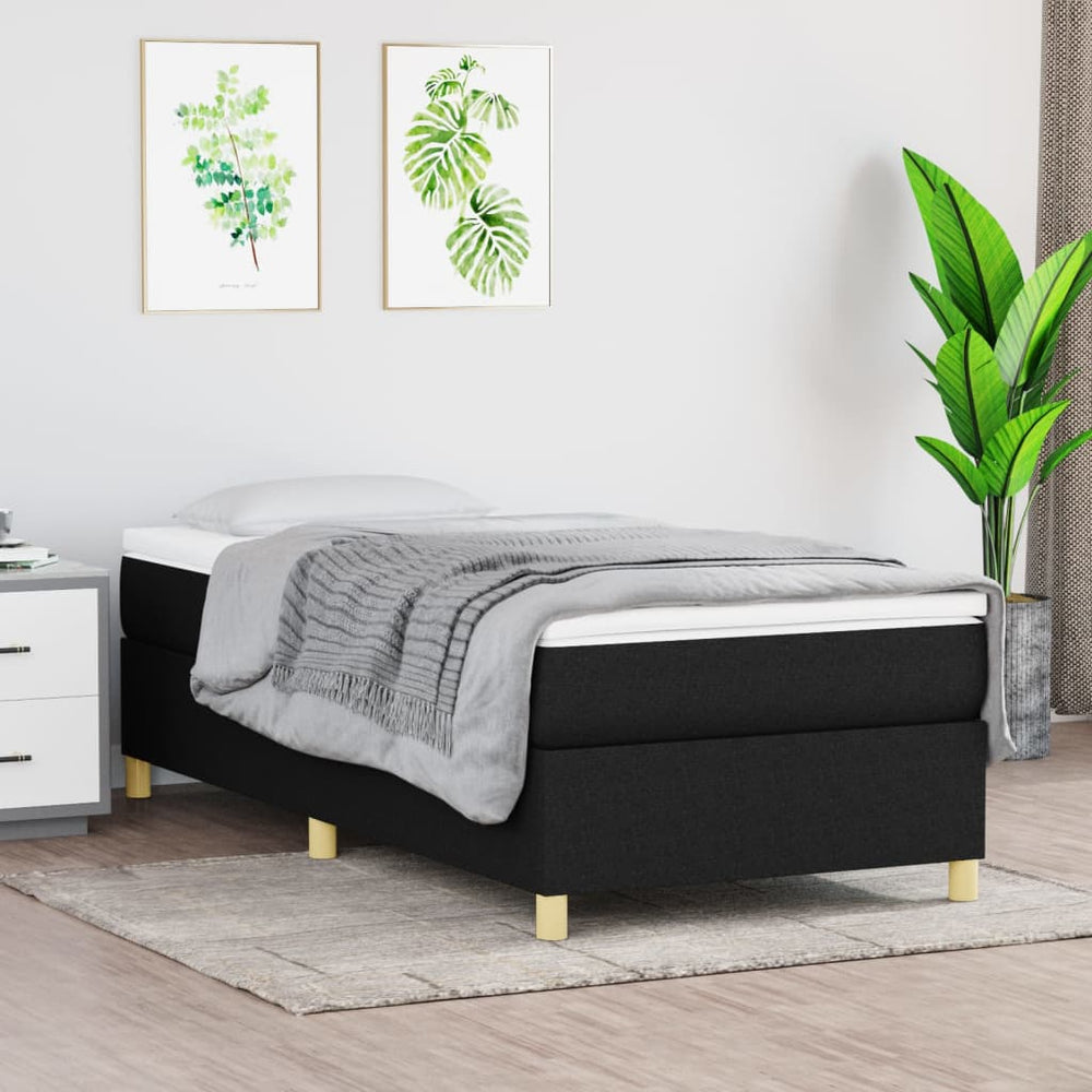 vidaXL Fabric Box Spring Bed with Mattress Black 90x190 cm