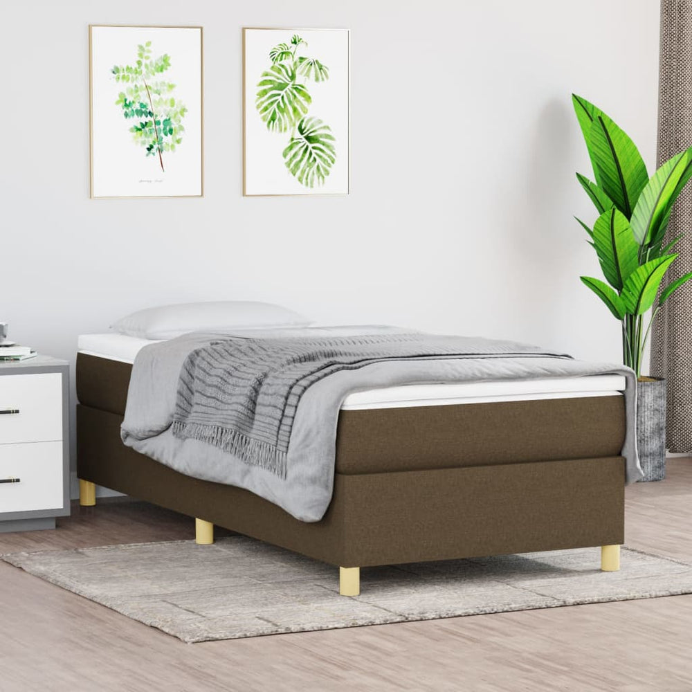 vidaXL Box Spring Bed with Mattress Dark Brown 90x190 cm Fabric
