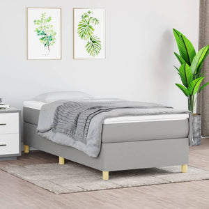 vidaXL Box Spring Bed with Mattress Light Grey 90x200 cm Fabric