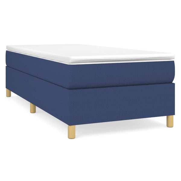 vidaXL Box Spring Bed with Mattress Blue 90x200 cm Fabric