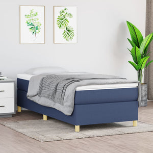 vidaXL Box Spring Bed with Mattress Blue 90x200 cm Fabric