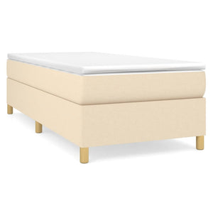 vidaXL Box Spring Bed with Mattress Cream 100x200 cm Fabric