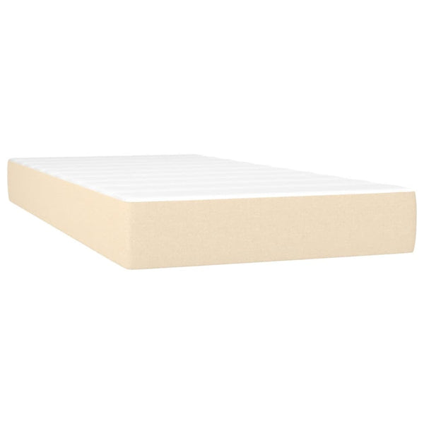 vidaXL Box Spring Bed with Mattress Cream 100x200 cm Fabric