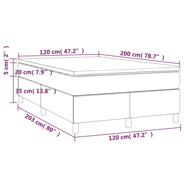 vidaXL Box Spring Bed with Mattress Dark Brown 120x200 cm Fabric