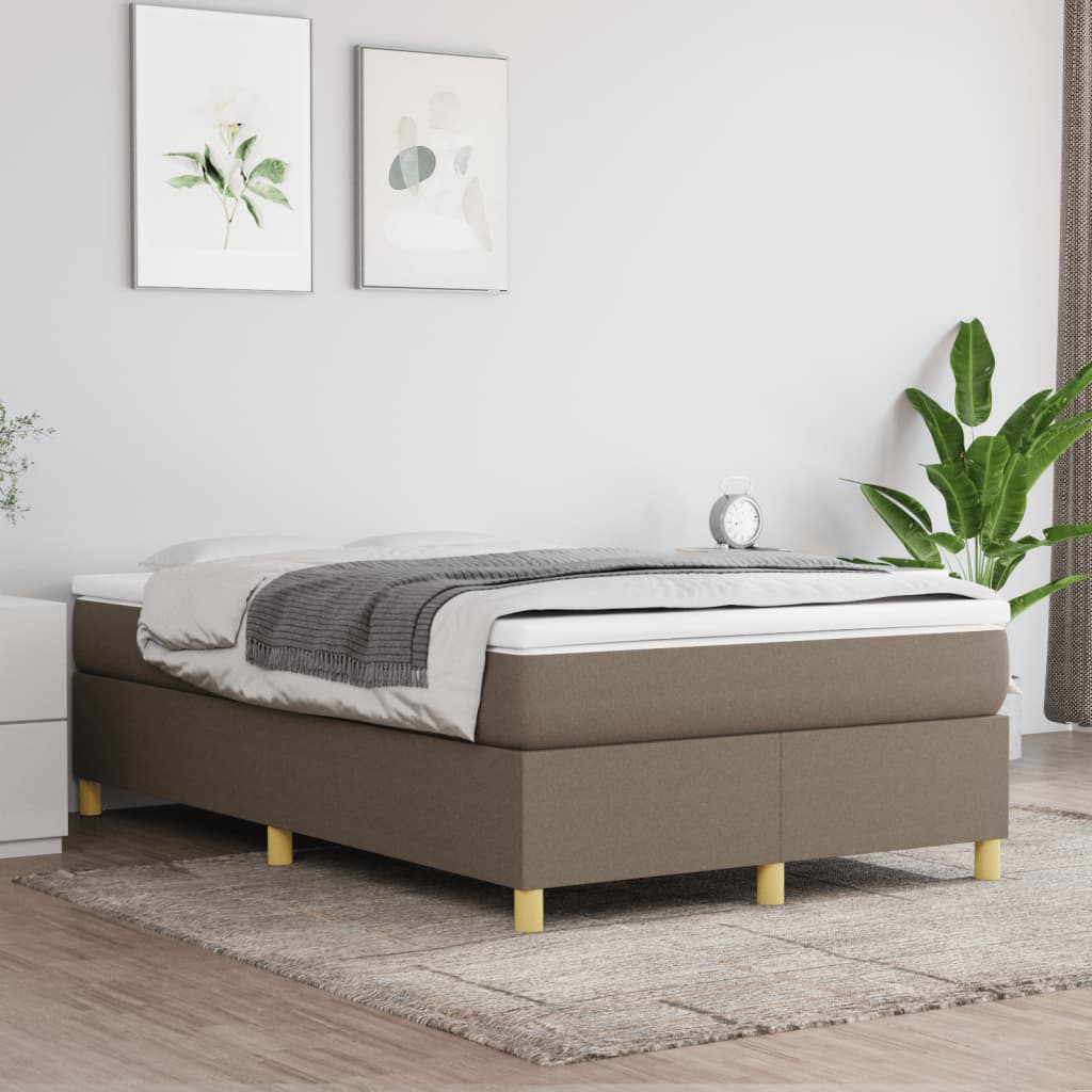 vidaXL Box Spring Bed with Mattress Taupe 120x200 cm Fabric