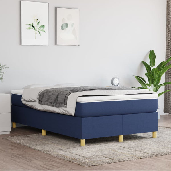 vidaXL Box Spring Bed with Mattress Blue 120x200 cm Fabric