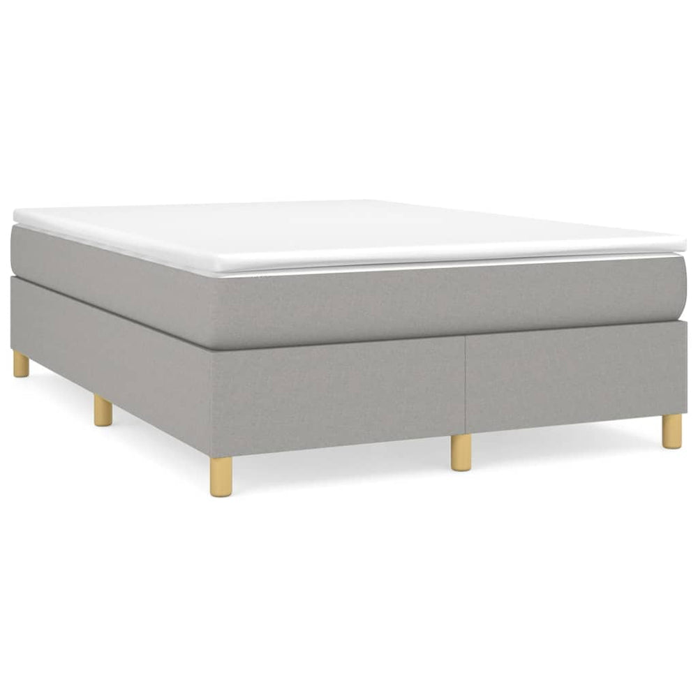 vidaXL Box Spring Bed with Mattress Light Gray 140x190 cm Fabric