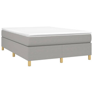 vidaXL Box Spring Bed with Mattress Light Gray 140x190 cm Fabric