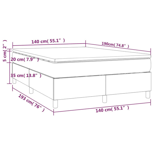vidaXL Box Spring Bed with Mattress Light Gray 140x190 cm Fabric