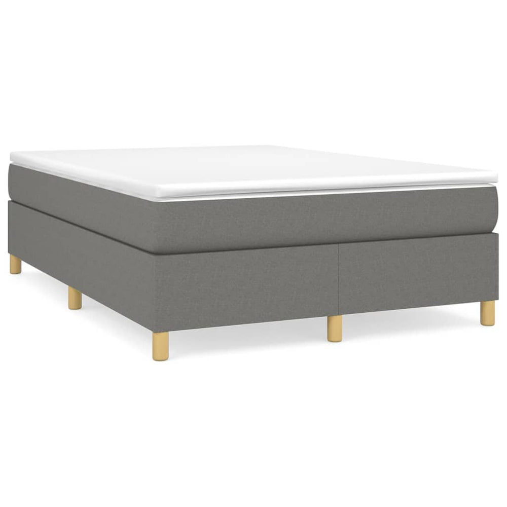 vidaXL Box Spring Bed with Mattress Dark Grey 140x190 cm Fabric