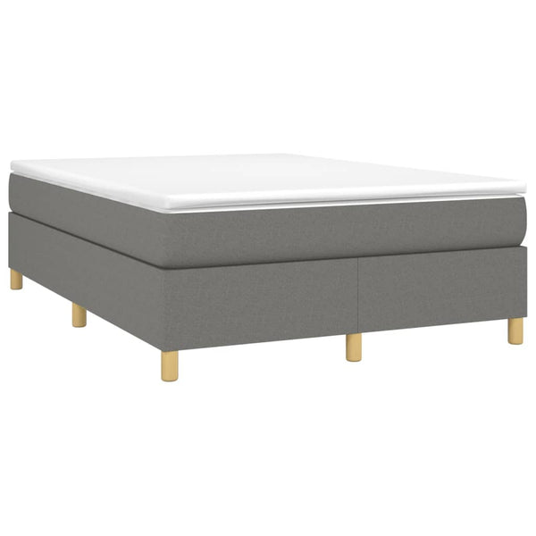 vidaXL Box Spring Bed with Mattress Dark Grey 140x190 cm Fabric