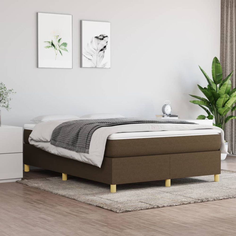 vidaXL Box Spring Bed with Mattress Dark Brown 140x190 cm Fabric