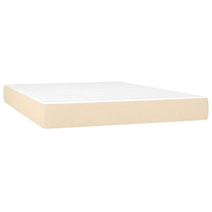 vidaXL Divan Bed with Mattress Cream 140x190 cm Fabric
