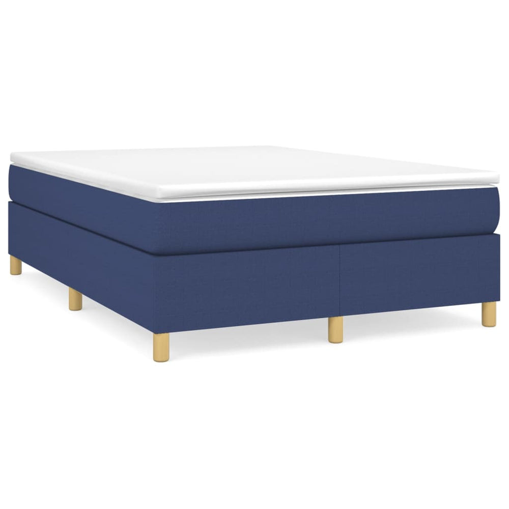vidaXL Box Spring Bed with Mattress Blue 140x190 cm Fabric