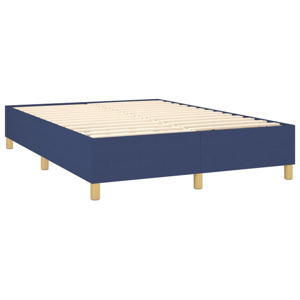 vidaXL Box Spring Bed with Mattress Blue 140x190 cm Fabric