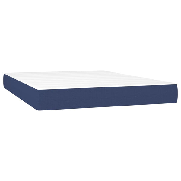 vidaXL Box Spring Bed with Mattress Blue 140x190 cm Fabric