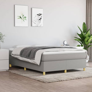 vidaXL Box Spring Bed with Mattress Light Gray 140x200 cm Fabric