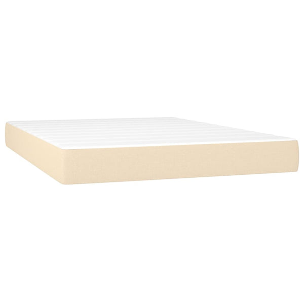 vidaXL Box Spring Bed with Mattress Cream 140x200 cm Fabric