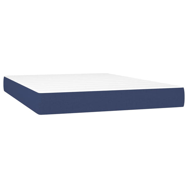 vidaXL Box Spring Bed with Mattress Blue 140x200 cm Fabric