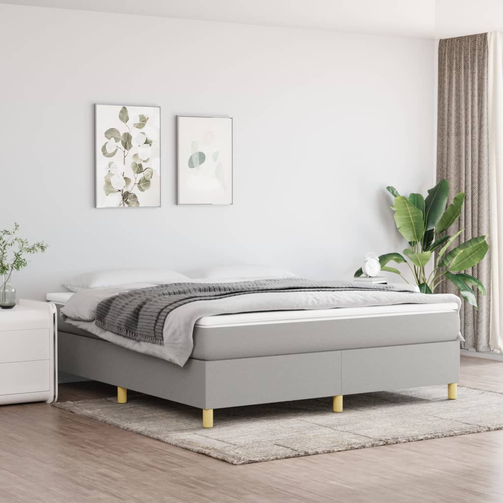 vidaXL Box Spring Bed with Mattress Light Grey 160x200 cm Fabric