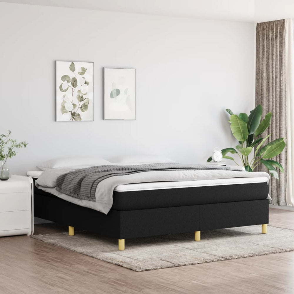 vidaXL Box Spring Bed with Mattress Black 160x200 cm Fabric