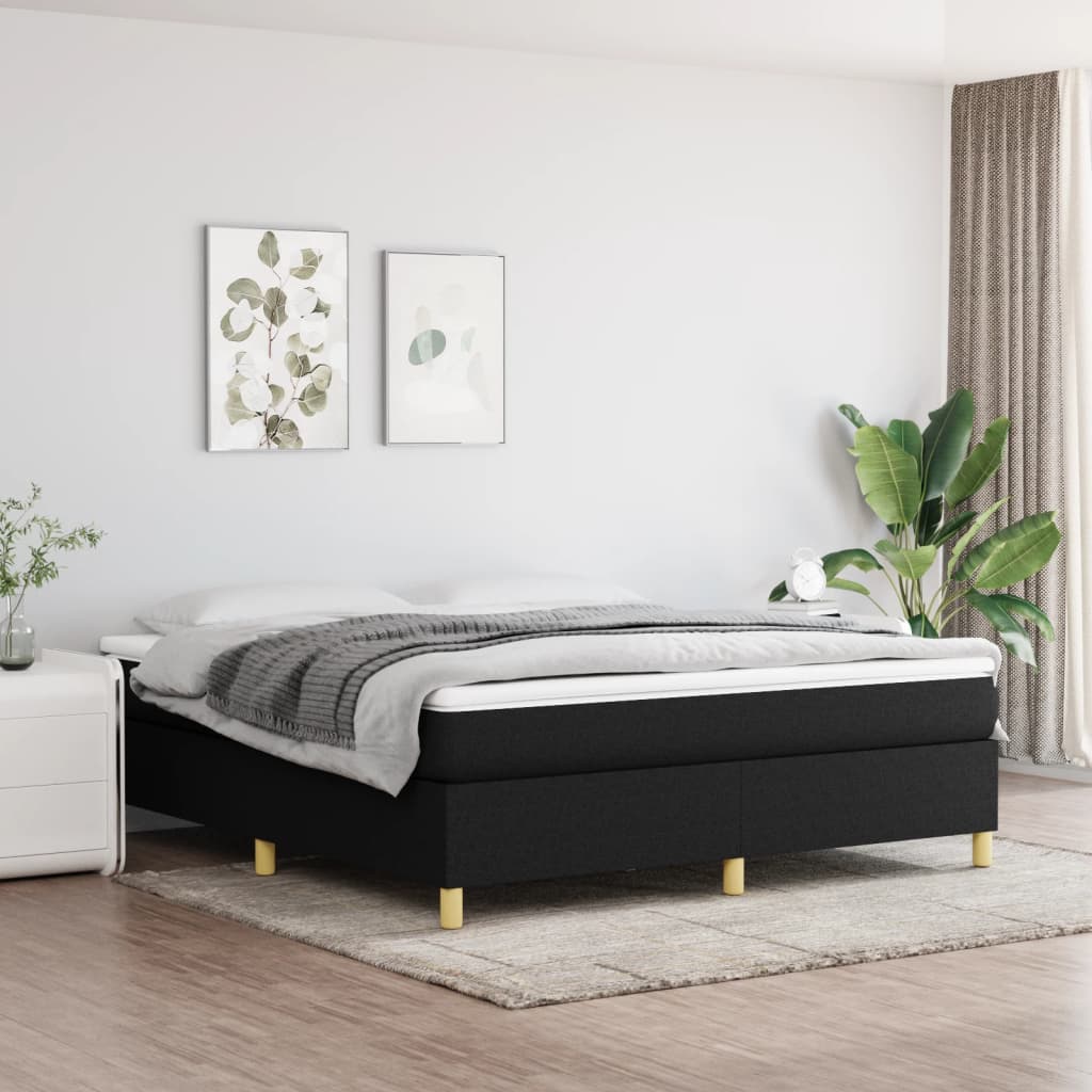 vidaXL Box Spring Bed with Mattress Black 160x200 cm Fabric