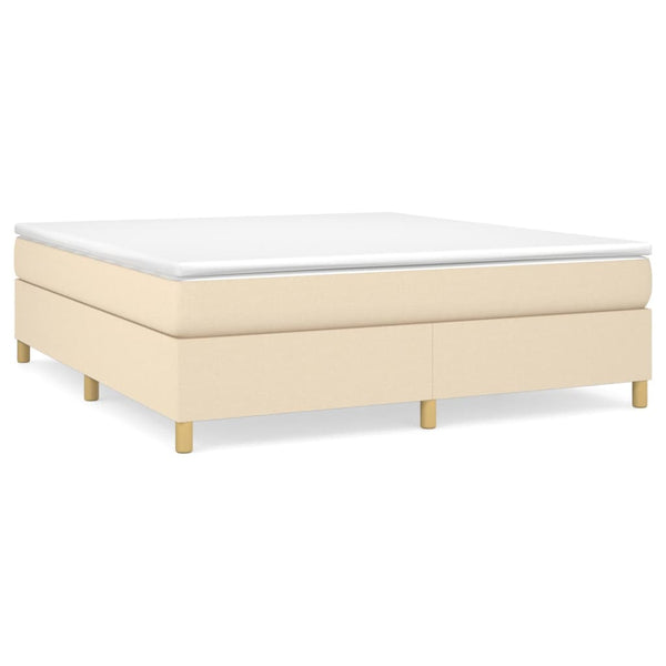 vidaXL Box Spring Bed with Mattress Cream 160x200 cm Fabric