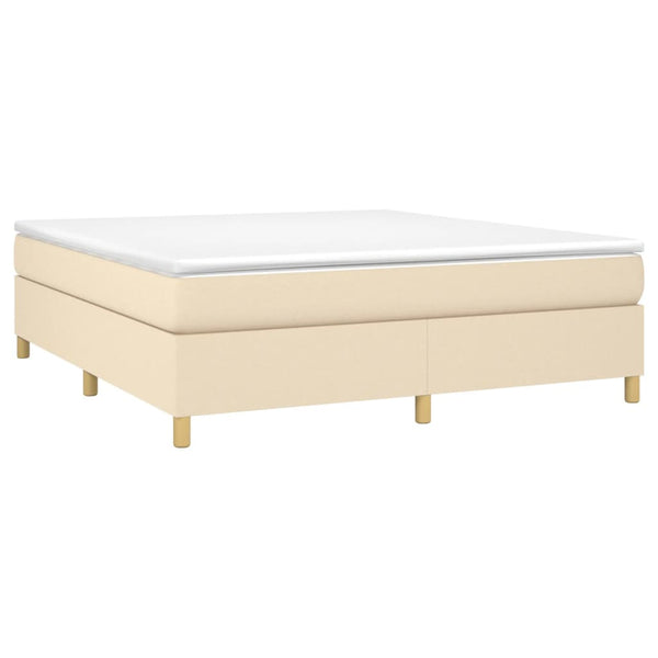 vidaXL Box Spring Bed with Mattress Cream 160x200 cm Fabric