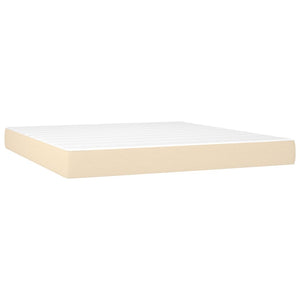 vidaXL Box Spring Bed with Mattress Cream 160x200 cm Fabric