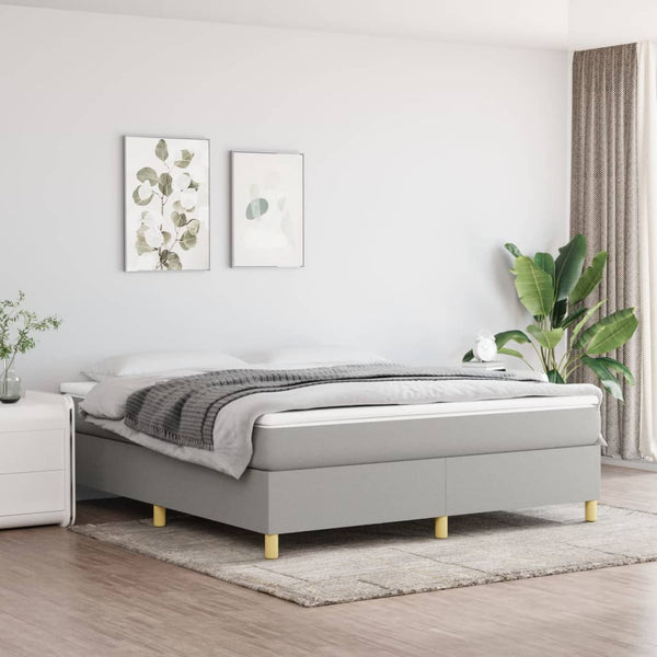 vidaXL Box Spring Bed with Mattress Light Grey 180x200 cm Fabric