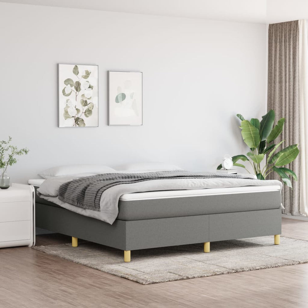 vidaXL Box Spring Bed with Mattress Dark Grey 180x200 cm Fabric