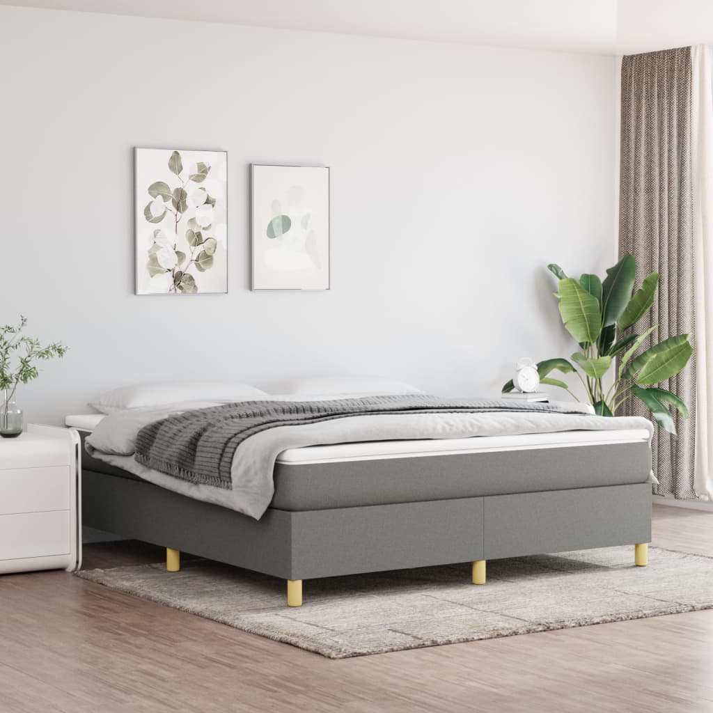 vidaXL Box Spring Bed with Mattress Dark Grey 180x200 cm Fabric