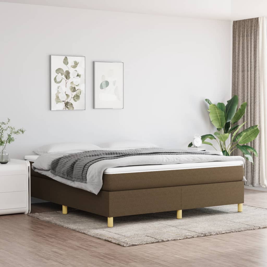 vidaXL Box Spring Bed with Mattress Dark Brown 180x200 cm Fabric