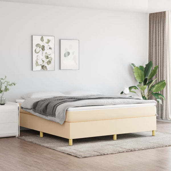 vidaXL Divan Bed with Mattress Cream 180x200 cm Fabric