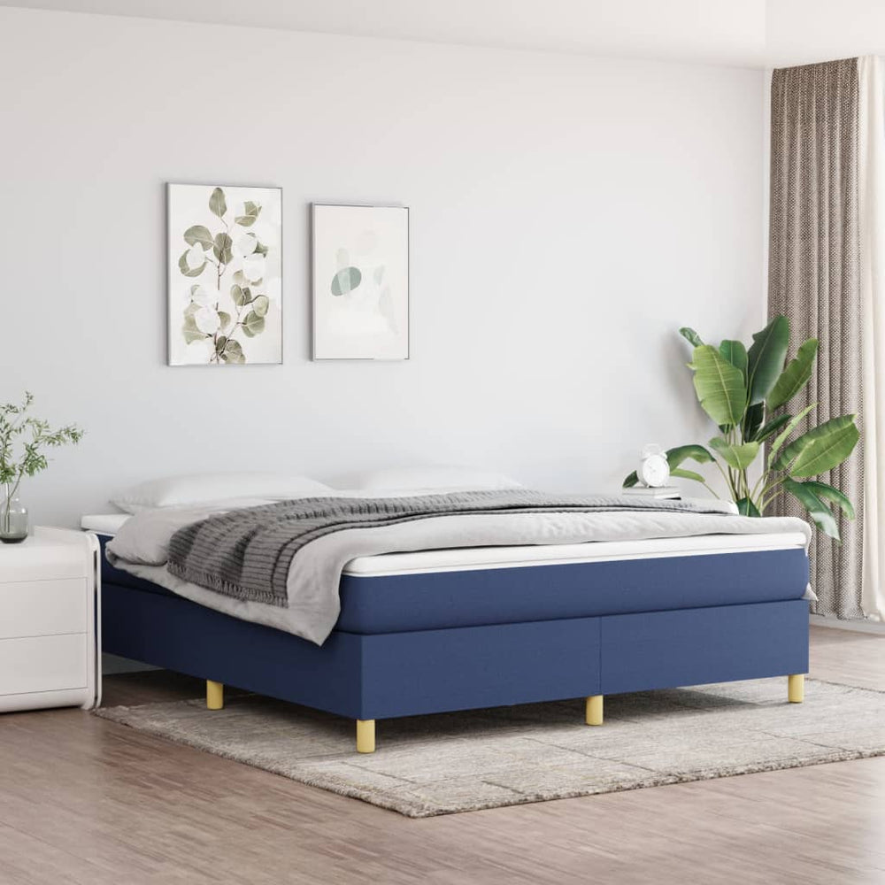 vidaXL Box Spring Bed with Mattress Blue 180x200 cm Fabric