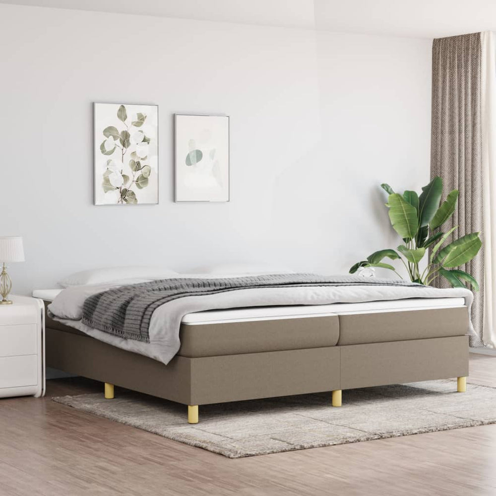vidaXL Box Spring Bed with Mattress Taupe 200x200 cm Fabric