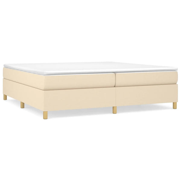 vidaXL Box Spring Bed with Mattress Cream 200x200 cm Fabric