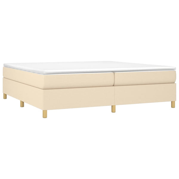 vidaXL Box Spring Bed with Mattress Cream 200x200 cm Fabric
