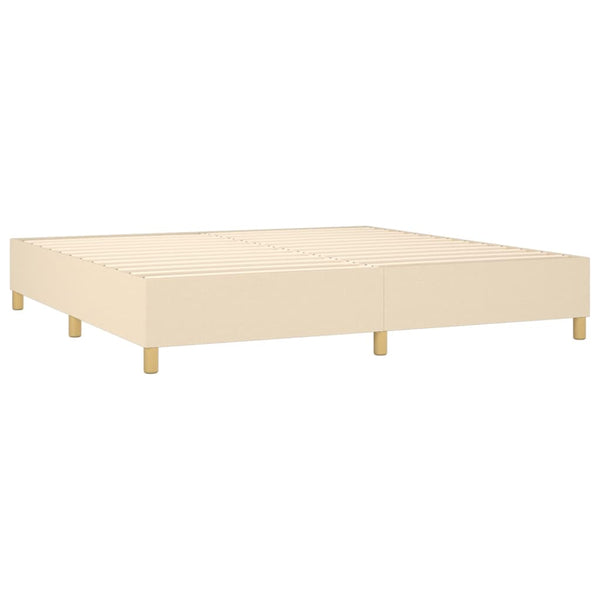 vidaXL Box Spring Bed with Mattress Cream 200x200 cm Fabric