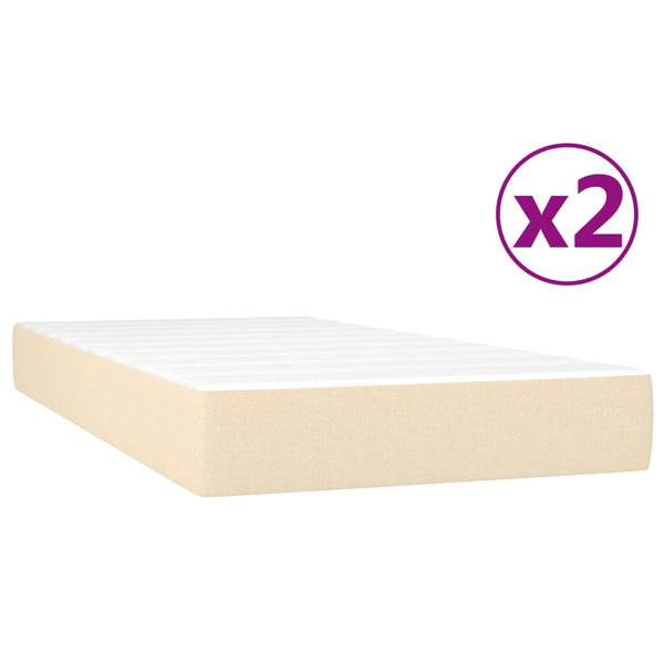 vidaXL Box Spring Bed with Mattress Cream 200x200 cm Fabric