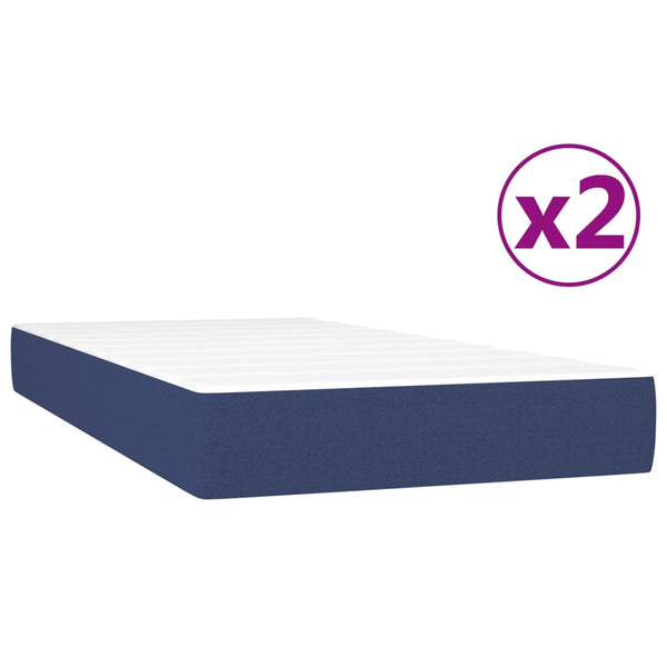 vidaXL Box Spring Bed with Mattress Blue 200x200 cm Fabric