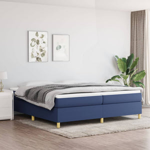 vidaXL Box Spring Bed with Mattress Blue 200x200 cm Fabric