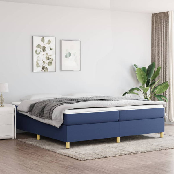 vidaXL Box Spring Bed with Mattress Blue 200x200 cm Fabric