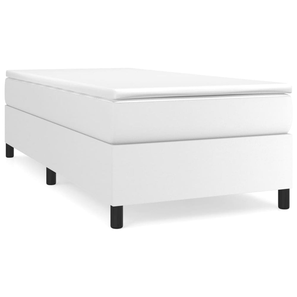 vidaXL Box Spring Bed with Mattress White 80x200 cm Faux Leather