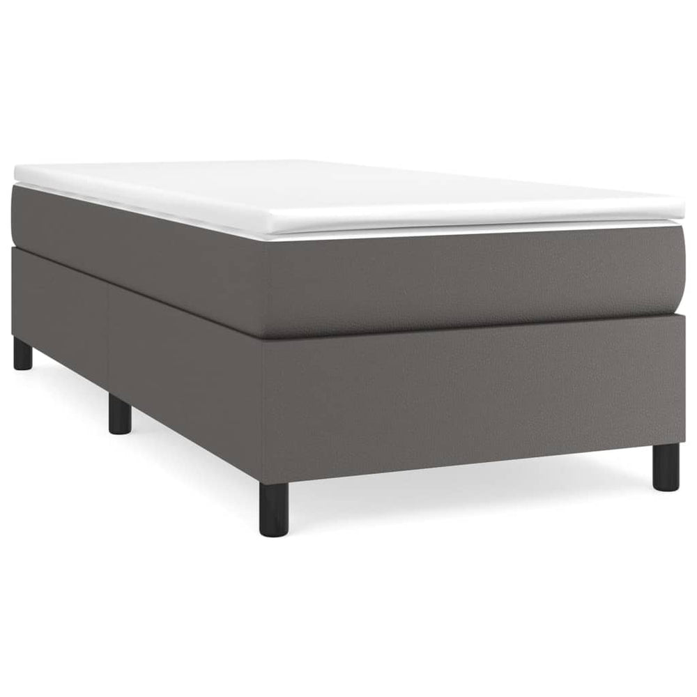 vidaXL Box Spring Bed with Mattress Grey 90x190 cm Faux Leather